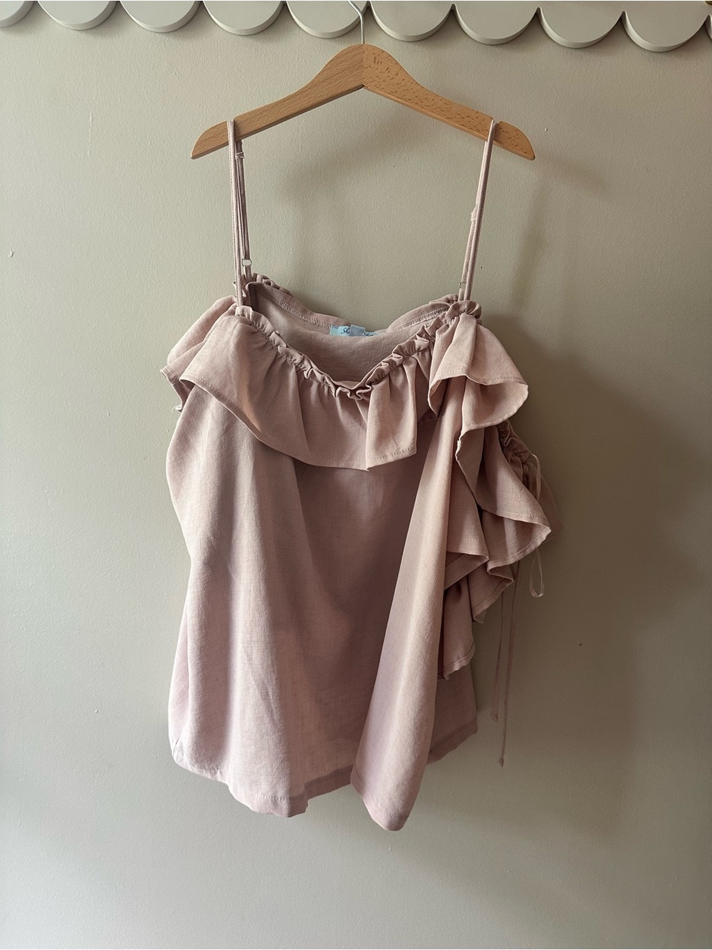 She + Sky Blush Pink Ruffle One-Shoulder Tank